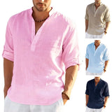 Ceekoo 12 Colors!New Men's Linen Long Sleeve Shirt Solid Color Casual Cotton Linen Shirts Tops S-5XL Hawaiian shirts