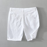 Ceekoo Pure Linen Shorts for Men Summer New Fashion Solid White Loose Holiday Shorts Man Casual Plus Size Button Fly Short Pants