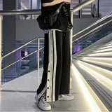 ceekoo Side Button Jogger Wide Leg Pants Men Trousers Y2k Korea Style Hip-Hop Streetwear Harajuku Loose Women's Baggy Sweatpants