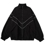 ceekoo Reflective Striped Jacket  Men Hip Hop Streetwear Coat Zipper Up Jacket Windbreaker Harajuku Thin Coats Sports Black Blue