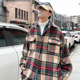 Ceekoo Thick Plaid Woolen Coat Men Warm Oversized Retro Thickened Woolen Jacket Mens Streetwear Korean Loose Short Woolen Coat Men