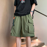 Ceekoo New Summer Mens Shorts Solid Color Big Pocket Cargo Shorts Streetwear Casual Shorts For Men