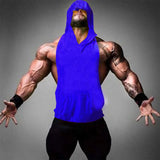  Ceekoo Mens Gym Hoodie Sleeveless with Mask Sweatshirt Hoodies Casual Splice Large Open-Forked Male Clothing Mask Button Sports Hooded