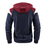 Ceekoo  -  Autumn Men's Fashion Long Sleeve Hooded Sweatshirt Color Matching Zipper Pocket Casual Warm Coat Everyday Street Wear