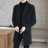 Ceekoo  -  fashion suits for men High-end Feel Men Fashion Handsome All Woolen Coat Suit Collar Long Trench Coat Woolen Coat Thick Casual  Winter Jacket Men