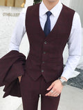 Ceekoo Men's Plaid Vest Pants 2pcs Business Professional Youth Office Worker Formal Wear Wedding Banquet Gentleman Suit Dress Waistcoat