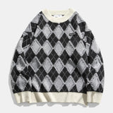 Ceekoo  -  Autumn Winter New Plaid Sweater Men Women Retro Couple Sweatshirts Long Sleeve Blouse Tops Pullovers Knit harajuku