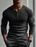 Ceekoo   New Long Sleeve polyester T-shirt Mens Breathable Thin Fabric Casual T-shirt Spring autum Henry-Neck Basic Tee Tops Man