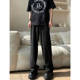 Ceekoo  -  Summer Pleated Pants Men Fashion Oversized Ice Silk Pants Men Japanese Streetwear Loose Straight Pants Mens Casual Trousers