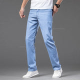  Ceekoo Baggy Jeans Men's Clothing Summer Ultra Thin Lyocell Straight Trousers Fashion Casual Business Stretch Soft Denim Pants Male