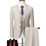 Ceekoo M-6XL ( Jacket + Vest + Pants ) Boutique Pure Color Mens Business Formal Suit 3Piece Set and Two-piece Set Groom Wedding Dress