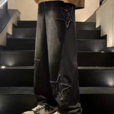 Ceekoo Star Embroidery Straight Casual Men Jeans Gothic Neutral New Wide Leg Loose Hip-hop Fashion Youth Streetwear Denim Trousers Y2K