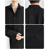 Ceekoo Solid Shirt Men Black Long sleeved Shirts Men Korean Comfortable Blouses Casual Loose Classic Single Breasted Shirt