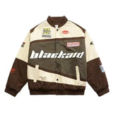 Ceekoo  -  Autumn and winter American baseball uniform jacket for men and women loose thin street racing suit Y2K long-sleeved jacket