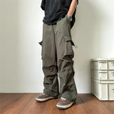 Ceekoo Summer Thin Pants Men Fashion Pocket Cargo Pants Men Japanese Streetwear Hip-hop Loose Straight Pants Mens Oversized Trousers