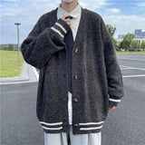 Ceekoo British Retro Cardigan Sweater New Korean Harajuku Academic Knitted Sweater Pullover Hip Hop Streetwear Loose Knitwear Tops