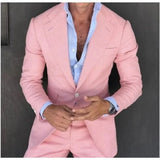 Ceekoo  Pink Mens Suits Slim Fit Wedding Suits For Men Formal Tuxedo Costume Homme Mariage Summer Beach Suit（jacket+pants）