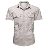 Ceekoo  -  Trendy Solid Color Men's Casual Short Sleeve Cotton Shirt With chestPocket, Men's Shirt For Summer, Tops For Men