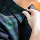 Ceekoo  -  American Retro Blue Green Plaid Wool Jacket Loose Thick Plaid Shirt Jacket Men's Coat Clothing Spring And Autumn