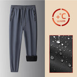 Ceekoo Men's Winter Warm Padded Sports Pants Waterproof Outdoor Rushing Pants Casual Loose Drawstring Thick Large Size Jogging Pants