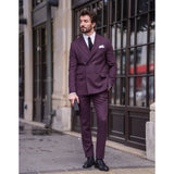 Ceekoo  -  Purple Men Suits 2 Piece Chic Double Breasted Peak Lapel Outfits Fashion Business Casual Slim Groom Wedding Party Tuxedo