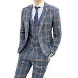 Ceekoo  -  fashion suits for men Men's Business Fashion Casual Single Breasted Blazers Trousrers Suits / Male Plaid Jacket Blazers Coat Vest Pants 3 Pieces Sets