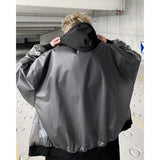 Ceekoo Korean Chic New Spring Transparent Hooded Jacket Men High Quality PU Casual Loose Jackets Male Streetwear Oversized Coat