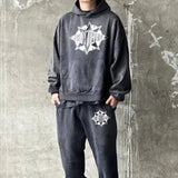 Ceekoo  -  24AW Casual Streetwear Set Oversize Fleece Hooded Pullover Cotton Pants Vintage Graphics Hoodies