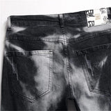 Ceekoo Seasonal Scratched Trouser Feet Men Jeans Worn 3D Splice Slim Black Grey Gradual Color Change Pants Stretch High Street EH·MD®