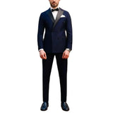 Ceekoo  -  Fashion Peak Lapel Double Breasted Suits for Men Chic Casual Formal Business Wedding Tuxedo 2 Piece Men Suit Slim Blazer Pants