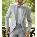 Ceekoo  -  Fashion Grey Men Suits Chic Notch Lapel Slim Fit Male Blazer Casual Beach Wedding Groom Custom Homme 2 Piece Jacket Pants