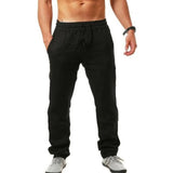  Ceekoo  Men's New  Fashion  Casual Sport Pants Elastic Waist Cotton and Linen Solid Color Trousers