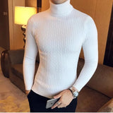 Ceekoo  Korean Slim Solid Color Turtleneck Sweater Mens Winter Long Sleeve Warm Knit Sweater Classic Solid Casual Bottoming Shirt