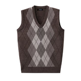 Ceekoo New Fashion V Neck Vest  Pullover Diamond Sweater Designer Brand Men Knitted Sleeveless Autum Casual Men Clothing A28