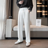 Ceekoo  -  Black Gray White Suit Pants Men Slim Fashion Social Mens Dress Pants Korean Casual Straight Pants Mens Office Formal Trousers