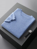 Ceekoo  100% Pure Wool T-Shirt Men's Round Neck Pullover Short Sleeve Autumn Winter New Honeycomb Stitch Vest Casual Sweater
