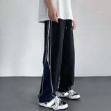 Ceekoo  -  fall outfits Oversized Men's Navy Y2K Casual Harajuku Trousers Striped Sweatpants Wide leg Baggy Cargo Pants For Men Korean Autumn Techwear