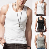 Ceekoo New Gym Men Elastic Muscle Sleeveless Shirt Tank Top Bodybuilding Sport Fitness Workout Vest Slim Fit Male Bottom Vest T-Shirt