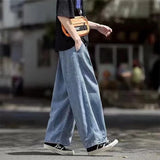 Ceekoo Men Jeans Wide Leg Denim Cargo jean pants Loose Straight Baggy Men's Jeans hip hop Streetwear Skateboard Neutral denim Trousers