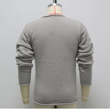 Ceekoo  -  Fashion Men Coarse Needle Knitted Sweater Retro Diagonal Placket Cardigan Autumn Winter Grey Casual Knitwear Coat Streetwear