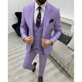 Ceekoo  -  New Wedding Men Suits Solid Color Peaked Lapel Business Casual Formal Costume Homme Slim Fit 3 Pcs Set Jacket Vest Pants