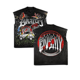 Ceekoo  -  Y2K Fashion Personality Breathable Graffiti Sleeveless Summer Unique Vest Hip Hop Trend Punk Goth Street Super Cool Loose Tshirt