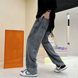 Ceekoo Neutral Simple Solid Long Jeans Men Korean Style Fashion High Street Loose Casual Jean Pants Male Daliy All-match Trousers