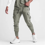  Ceekoo Pocket New Men's Cargo Pants Summer Thin Slim Quick-drying Elastic Leggings Running Training Sweatpants Casual Trend Trousers