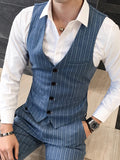 Ceekoo Left ROM Size S-5XL New Men's Fashion Boutique Cotton Stripe Wedding Dress Suit Vests Male Slim Stripe Business Vest Waist Coat