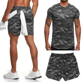 ceekoo new Camouflage printed T-shirt sports suit couple quick dry casual running suit summer short sleeve shorts 2-piece set