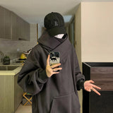 Ceekoo  High Collar Loose Hoodie Spring Hip Hop Sweatshirt Hooded Baggy Fashion Streetwear Black/Gray Long Sleeve Men Hoodies