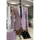 Ceekoo  -  Elegant Solid Men Suits Two Piece Set Fashion Peak Lapel One Button Wedding Tuxedo Business Casual Office Suit (Blazer+Pants)