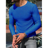 Ceekoo  -  Mens Casual O-Neck Solid Sweater Spring Fashion Knitted Pullover Tops For Men New Long Sleeve Shirt Streetwear