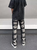 Ceekoo  -  baggy jeans Y2K Stacked Jeans Hip Hop Streetwear Ripped Pants Men Old Black Straight Denim Trousers Pantalon Homme Clothing